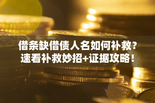 武汉借条缺借债人名如何补救？速看补救妙招+证据攻略！
